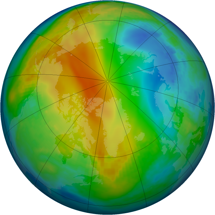 Arctic ozone map for 29 November 1987